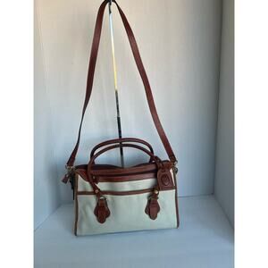 VTG Liz‎ Claiborne Leather and Co. Cream Brown Pebble Leather Shoulder Handbag